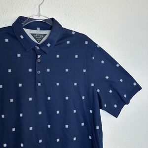 Adidas adiPure‎ Mens XL Navy Blue Geometric Print Short Sleeve Golf Polo Shirt